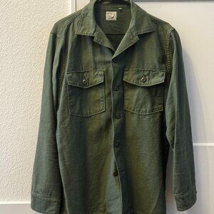 orSlow Utility Shirt Jacket / Military Overshirt – Olive Green – Size 3 (M/L)